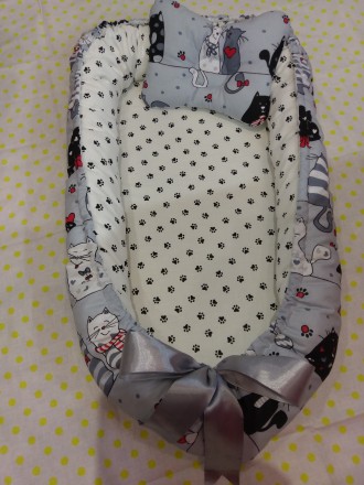 Кокон-гнездышко для новорожденных и до 7месяцев+ортопедическая подушечка в подар. . фото 3