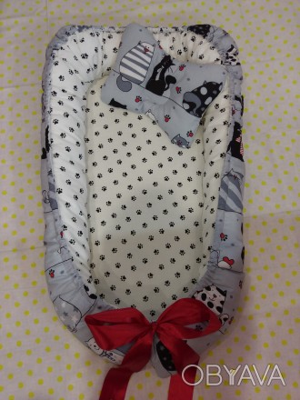 Кокон-гнездышко для новорожденных и до 7месяцев+ортопедическая подушечка в подар. . фото 1