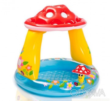 Милый детский надувной бассейн Intex с навесом в форме грибочка.
Яркий голубой . . фото 1
