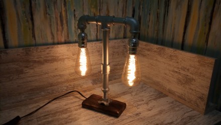 Настольная лампа из труб стиль Loft (лофт) ручной работы(готовое изделие). Неоте. . фото 3