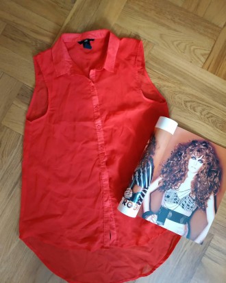 Продам шифоновую блузку ярко-красного цвета, отлично подойдёт на лето. Прекрасно. . фото 3