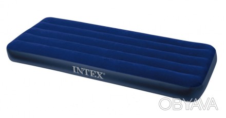 Классический надувной односпальный матрас Intex 68950 с продольными перегородкам. . фото 1