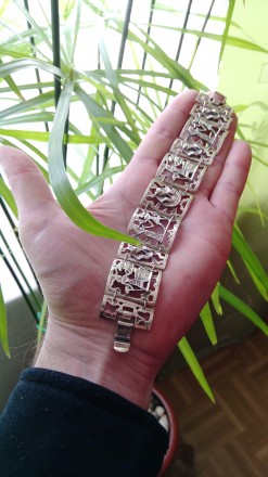 Новый неношенный массивный 55грам серебряный 925 проба браслет в Египетском стил. . фото 9