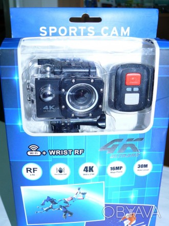 Экшен камера V60-S RF 4K, WiFi, вес 60 гр, 2 дюйма ЖК-дисплей , 320 х 240 пиксел. . фото 1