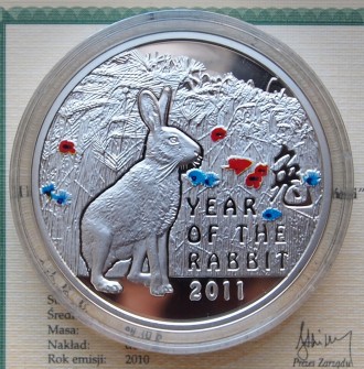 Продам монету из серебра Год Кролика серии "Восточный календарь", достоинством 1. . фото 4