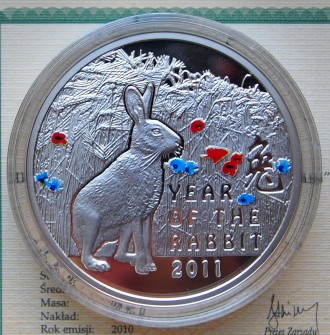 Продам монету из серебра Год Кролика серии "Восточный календарь", достоинством 1. . фото 3