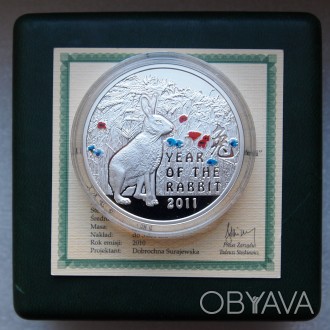 Продам монету из серебра Год Кролика серии "Восточный календарь", достоинством 1. . фото 1