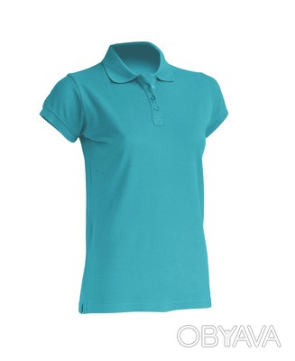 Блузка с воротником женская «Поло» бирюзовая 

Цвет: бирюзовый.
Ткань: 100% х. . фото 1