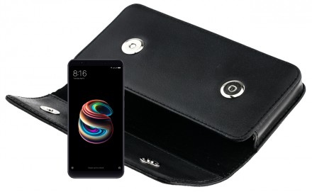 Черный чехол на ремень от VALENTA для телефона Xiaomi Redmi 5. Закрывается двумя. . фото 3