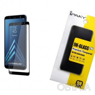 Качественное защитное стекло iPaky для Samsung A605 (A6 Plus 2018). Цвет - Black. . фото 1