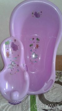 Ванночка с горкой для купания Вашего малыша. Детская ванночка 84 см.сиреневого ц. . фото 2