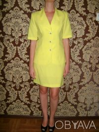 Продам женский костюм (педжак,юбка),р.46-48, цвет лимоновый,педжак с коротким ру. . фото 2