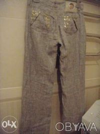 Продам летние брюки из льна с золотистой ниткой 48 размера.. . фото 3