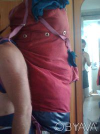Туристический рюкзак бу хорошее состояние красного цвета с синими вставками  выс. . фото 4