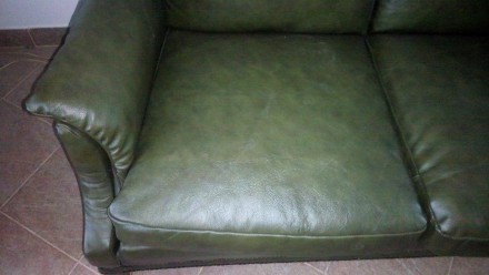 Мягкая часть, итальянский классический кожаный 3-х местный диван по доступной це. . фото 6