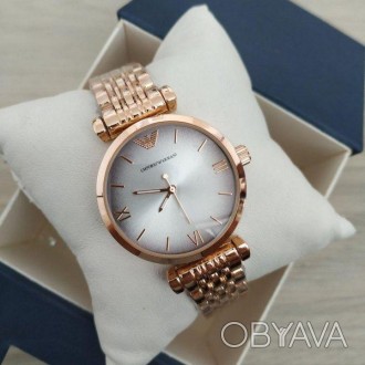 Наручные мужские часы (копия) Emporio Armani 6721 Pink Gold White. . фото 1
