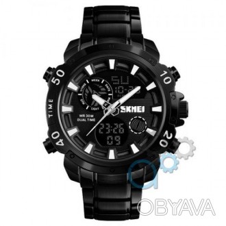 Мужские спортивные часы (копия) Skmei 1306 Steel Black-White. . фото 1