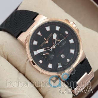 Мужские наручные часы (копия) Ulysse Nardin Maxi Marine Diver 0011 Black\Gold\Bl. . фото 1