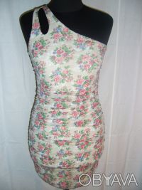 1.	Платье-сарафан,в цветочек, ткань стрейч-шифон, на подкладке , размер S , цена. . фото 2