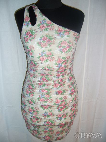 1.	Платье-сарафан,в цветочек, ткань стрейч-шифон, на подкладке , размер S , цена. . фото 1