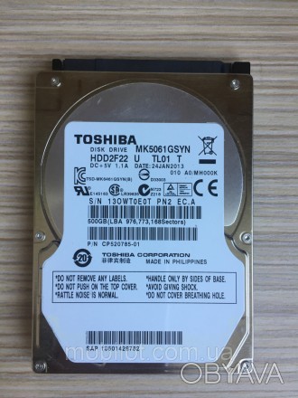 
Жесткий диск Toshiba 500GB 7200rpm 16MB MK5061GSYN 2.5 SATAII в нормальном сост. . фото 1