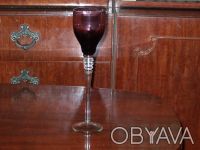 Элегантный фужер чешского стекла из темного (темно-фиолетовый) стекла - 26 см. Ш. . фото 2