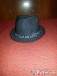 Шляпа мужская классическая овальной формы, темно-серого цвета, в полоску/рубчик,. . фото 2
