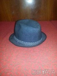 Шляпа мужская классическая овальной формы, темно-серого цвета, в полоску/рубчик,. . фото 4