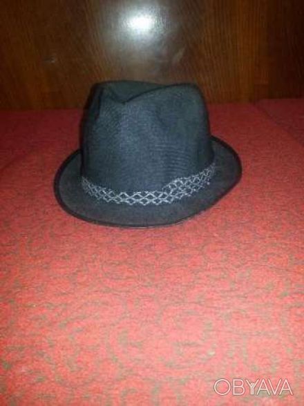 Шляпа мужская классическая овальной формы, темно-серого цвета, в полоску/рубчик,. . фото 1
