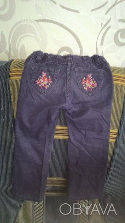 Продам фиолетовые джинсы для девочки Lupily р.92. Штанишки в талии регулируются.. . фото 1