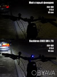 Продам велофонарик  ROCKBROS 1200 люмен CREE XM-L T6.
Работает в трёх режимах: . . фото 11