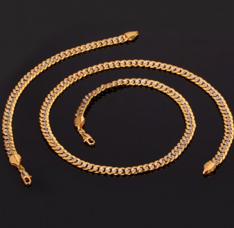 Материал ювелирный сплав
Покрытие золото
Цепочка 45 см ширина 6 мм
Браслет 20,5 . . фото 2