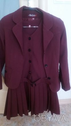 Продам школьный  костюм-тройку на девочку,р.134 фирмы Helena,цвет-бордо,состоящи. . фото 1