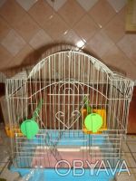 клетка для птиц с поддоном, поилкой, кормушкой, зеркальцем, сидалом, лестницей, . . фото 3