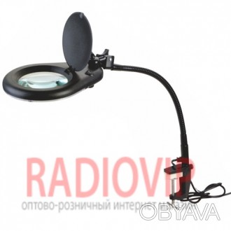 Лупа-лампа с LED подсветкой на струбцине, диопт 5Х, диам-130мм 80LED ZD-129B
 Ла. . фото 1