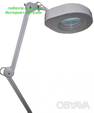 Лупа-лампа с LED подсветкой на струбцине, диопт 5Х, диам-130мм 90LED 7W 8608CL
 . . фото 1