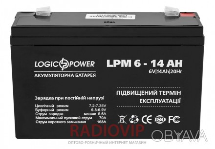Аккумулятор AGM LPM 6-14 AH предназначен использоваться для питания фонарей, ИБП. . фото 1
