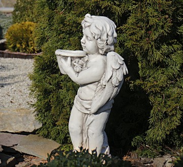 Садовая статуя Ангел с цветочным горшком – красивая фигура ангела, который держи. . фото 3