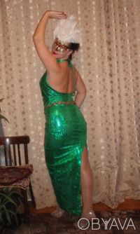 Вечернее платье из зеленой переливающейся ткани. Размер (укр) 48 (импортн.- 42 и. . фото 2