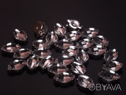 Материал: акрил Размер: 11мм Цвет оправы: серебро Цвет камня: Crystal (прозрачны. . фото 1