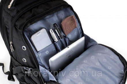 Качественный ортопедический рюкзак Swissgear 6611 черный с синими вставками.
Отл. . фото 9