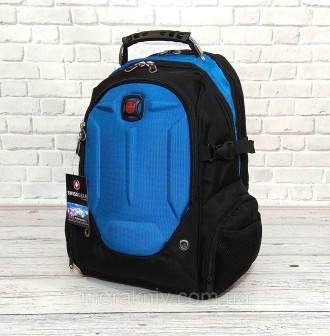 Качественный ортопедический рюкзак Swissgear 6611 черный с синими вставками.
Отл. . фото 7