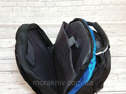 Качественный ортопедический рюкзак Swissgear 6611 черный с синими вставками.
Отл. . фото 8