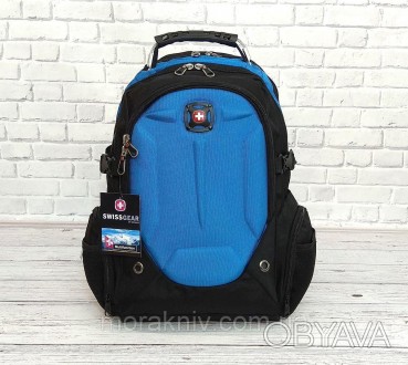 Качественный ортопедический рюкзак Swissgear 6611 черный с синими вставками.
Отл. . фото 1