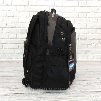Качественный рюкзак Swissgear 7650 черный с серыми вставками + дождевик.
Ортопед. . фото 9