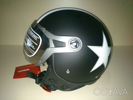 Шлем BEON полулицевик с визором 3/4 черный матовый. Сертифицированный по европей. . фото 1