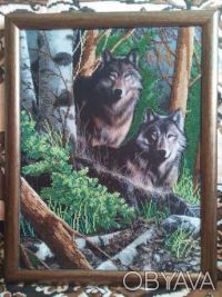 Продам картину, вышитую чешским бисером, "Лесные стражи". Размер картины 35х45. . . фото 3