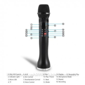 Модель Караоке микрофон MicMagic L-598 имеет micro-USB и AUX разъемы, которые по. . фото 8