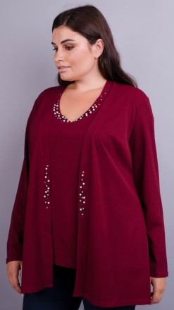 Дона. Жакет+блуза для женщин больших размеров.
Цвет: бордо
Материал: плательный . . фото 3