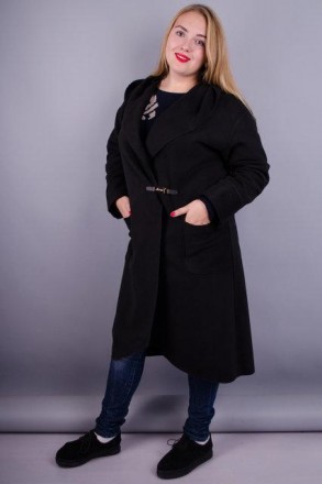 Сарена. Женское пальто-кардиган больших размеров.
Цвет: черный
Материал: кашемир. . фото 4